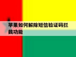苹果如何解除短信验证码拦截功能