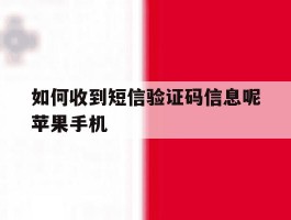 如何收到短信验证码信息呢苹果手机