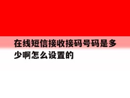 在线短信接收接码号码是多少啊怎么设置的