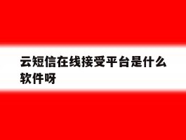 云短信在线接受平台是什么软件呀的简单介绍