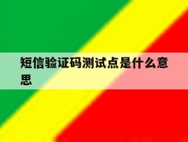 短信验证码测试点是什么意思