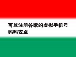 可以注册谷歌的虚拟手机号码吗安卓
