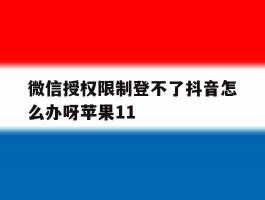 微信授权限制登不了抖音怎么办呀苹果11的简单介绍