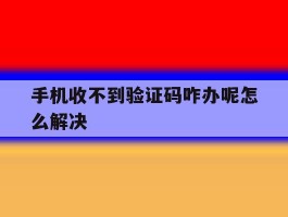 手机收不到验证码咋办呢怎么解决