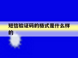 短信验证码的格式是什么样的