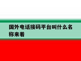 国外电话接码平台叫什么名称来着