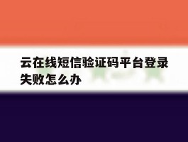 云在线短信验证码平台登录失败怎么办
