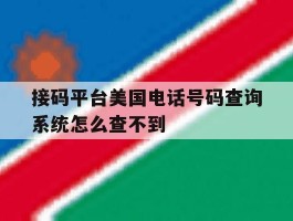 接码平台美国电话号码查询系统怎么查不到的简单介绍