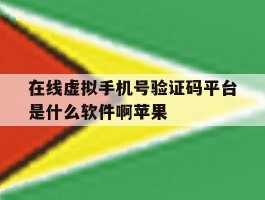 在线虚拟手机号验证码平台是什么软件啊苹果