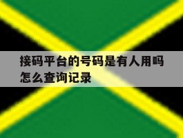 接码平台的号码是有人用吗怎么查询记录