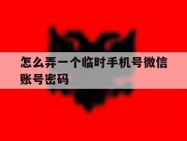 怎么弄一个临时手机号微信账号密码