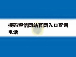 接码短信网站官网入口查询电话