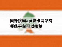 国外接码api发卡网站有哪些平台可以接单
