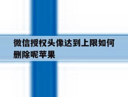 包含微信授权头像达到上限如何删除呢苹果的词条