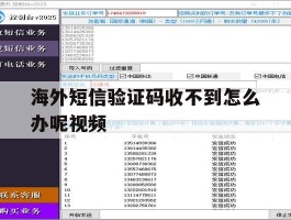 海外短信验证码收不到怎么办呢视频