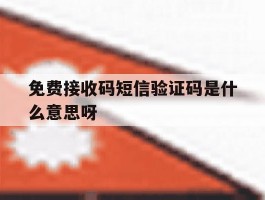 免费接收码短信验证码是什么意思呀