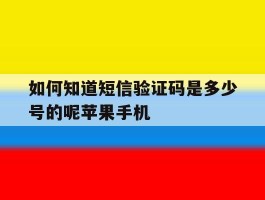 如何知道短信验证码是多少号的呢苹果手机