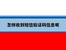 怎样收到短信验证码信息呢