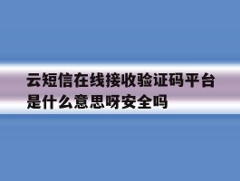 云短信在线接收验证码平台是什么意思呀安全吗的简单介绍