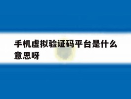 手机虚拟验证码平台是什么意思呀
