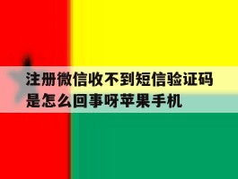 注册微信收不到短信验证码是怎么回事呀苹果手机的简单介绍