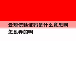 云短信验证码是什么意思啊怎么弄的啊的简单介绍