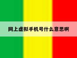 网上虚拟手机号什么意思啊