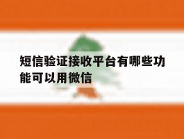 短信验证接收平台有哪些功能可以用微信