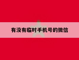 有没有临时手机号的微信