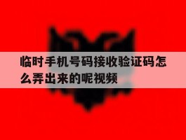 临时手机号码接收验证码怎么弄出来的呢视频