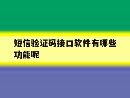 短信验证码接口软件有哪些功能呢