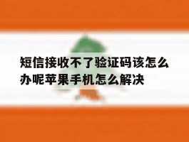 关于短信接收不了验证码该怎么办呢苹果手机怎么解决的信息