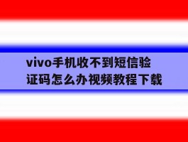vivo手机收不到短信验证码怎么办视频教程下载的简单介绍