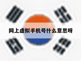 网上虚拟手机号什么意思呀