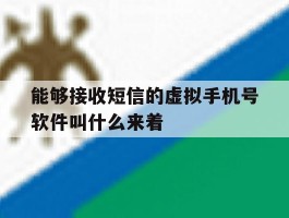 能够接收短信的虚拟手机号软件叫什么来着的简单介绍