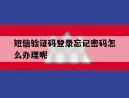 短信验证码登录忘记密码怎么办理呢