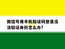 包含微信号用手机验证码登录没法验证身份怎么办?的词条