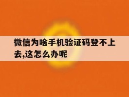 包含微信为啥手机验证码登不上去,这怎么办呢的词条