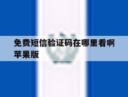 免费短信验证码在哪里看啊苹果版