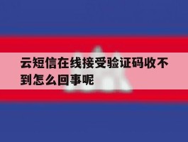云短信在线接受验证码收不到怎么回事呢