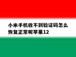 小米手机收不到验证码怎么恢复正常呢苹果12的简单介绍