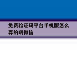 免费验证码平台手机版怎么弄的啊微信