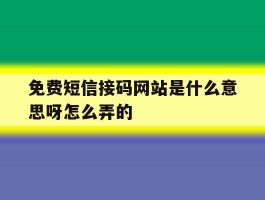 免费短信接码网站是什么意思呀怎么弄的