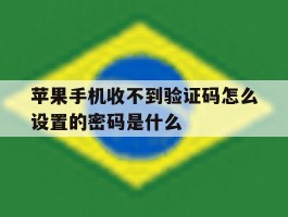 苹果手机收不到验证码怎么设置的密码是什么