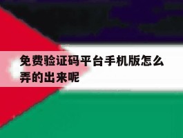 免费验证码平台手机版怎么弄的出来呢