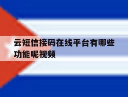云短信接码在线平台有哪些功能呢视频