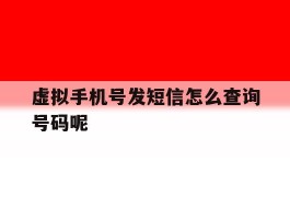 虚拟手机号发短信怎么查询号码呢
