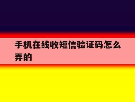 手机在线收短信验证码怎么弄的