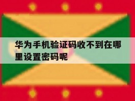 华为手机验证码收不到在哪里设置密码呢