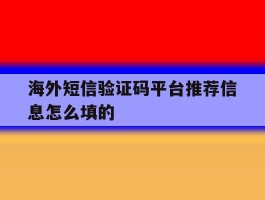 海外短信验证码平台推荐信息怎么填的